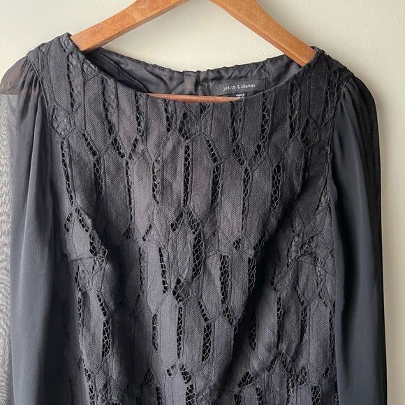 JUDITH & Charles black Long sleeve sheath dress size 6 - Picture 4 of 12